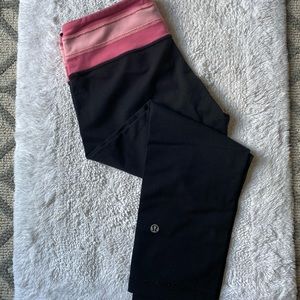 Lululemom Capri Leggings pink toned waistband